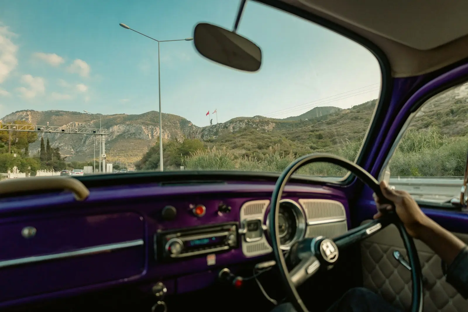 a person driving a car